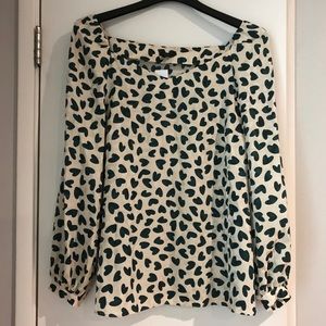 Ann Taylor blouse M NWT green hearts